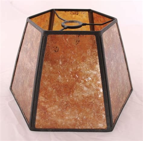 Hexagon Mica UNO Lamp Shade For Bridge Arm Floor Lamps 7"x12"x7.5 Amber or Silver USA American ...