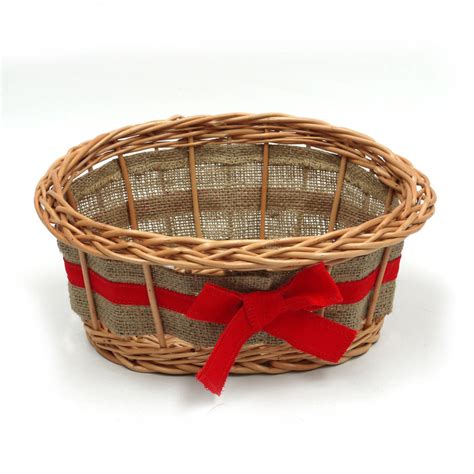 empty wicker gift basket ribbon by prestige wicker | notonthehighstreet.com