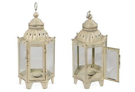 Large White Moroccan Lanterns, Pair | Moroccan lanterns, Candle lanterns, Moroccan style home