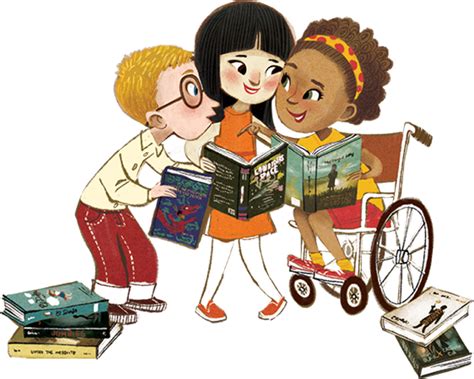 Illustration of diverse children sharing books and talking | Character ...