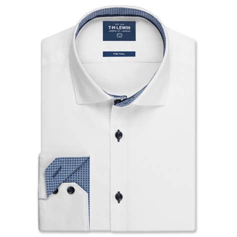 T.M.Lewin Casual Slim Statement Twill Standard Collar Shirt - White | Shopee Malaysia