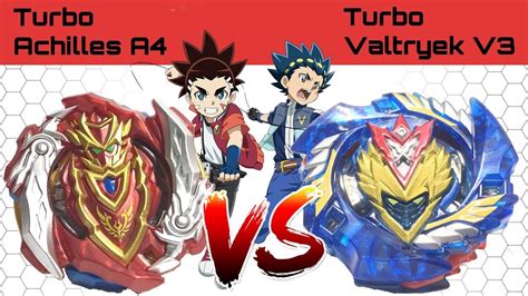 Turbo Valtryek V3 vs Turbo Achilles A4 - Beyblade Burst Battle! - YouTube