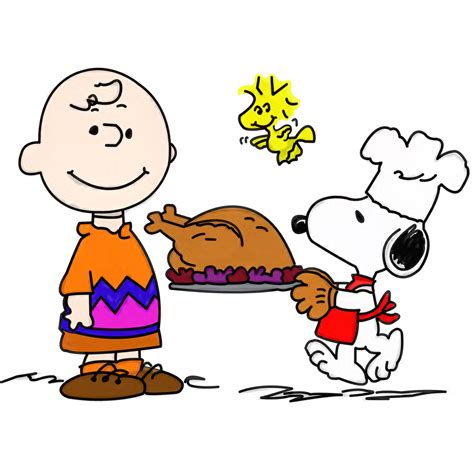 a charlie brown thanksgiving turkey being served by a dog