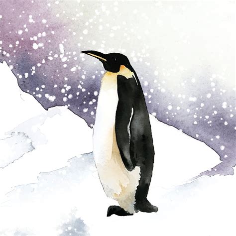 Emperor penguin in the snow watercolor vector | free image by rawpixel.com / Niwat | Penguins ...