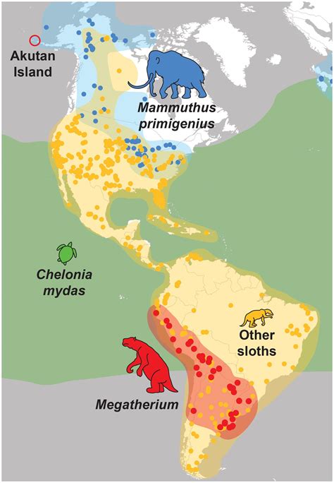 Ranges of some Prehistoric megafauna in North America : megafaunarewilding