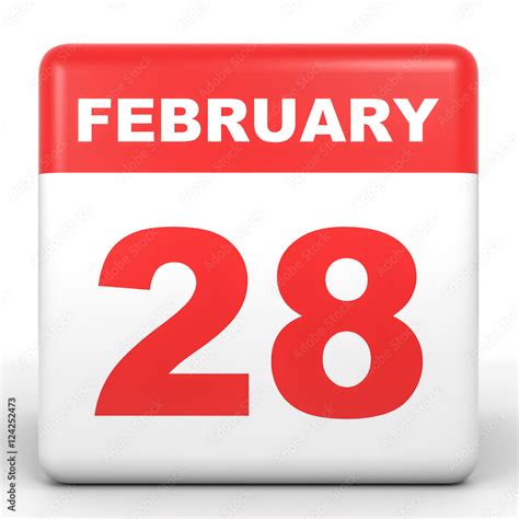 February 28. Calendar on white background. Stock Illustration | Adobe Stock