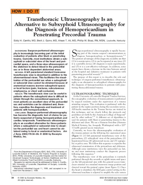 (PDF) Transthoracic ultrasonography is an alternative to subxyphoid ...