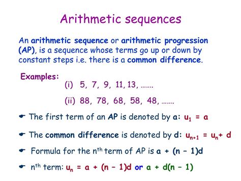 PPT - Arithmetic sequences PowerPoint Presentation, free download - ID:5311763