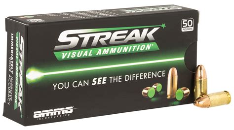 Ammo Inc Streak 9mm Luger 115 Grain Visual Green Tracer Ammo 50 Rounds, 9115TMC-STRK-GRN50 ...