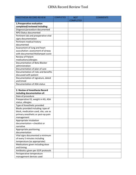 Printable Medical Chart Audit Tool Template - Free Templates Printable