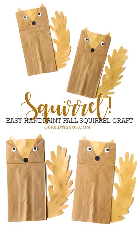 Paper Bag Handprint Squirrel Craft - Our Kid Things