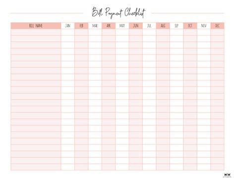 Free Printable Monthly Bill Organizer