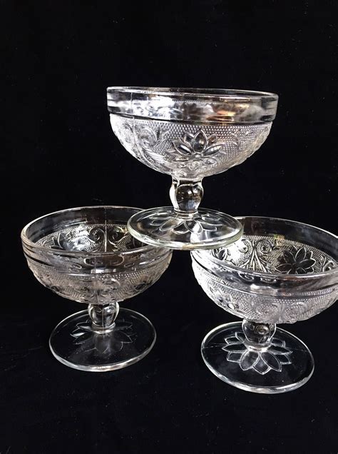 12 Vintage Pressed Glass Dessert Bowls by SwankyBoards on Etsy | Glass dessert bowls, Vintage ...