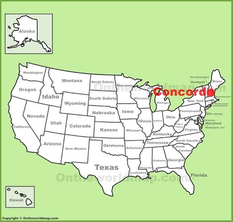 Concord location on the U.S. Map - Ontheworldmap.com