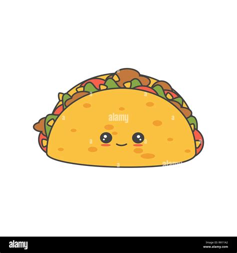 cute cartoon vector tacos isolated on white background Stock Vector Image & Art - Alamy