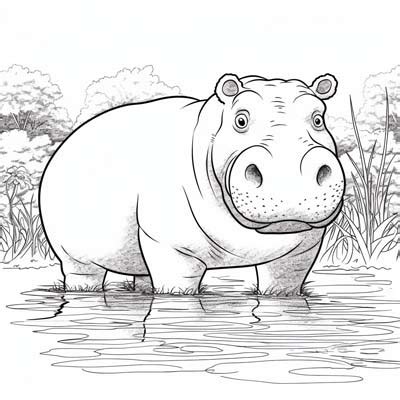 Girl Hippo Coloring Page