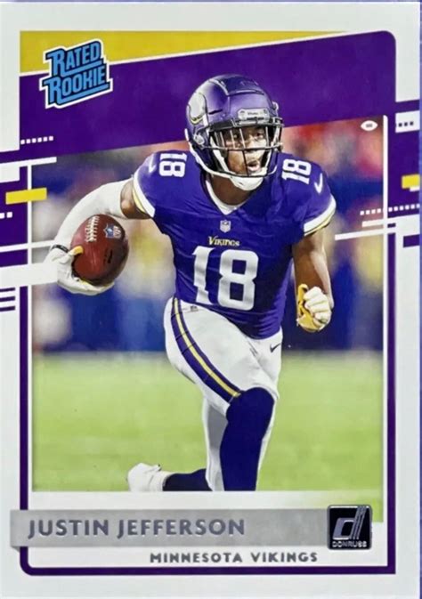 Justin Jefferson Rookie Card 2020 NFL Panini Donruss Rated Rookie ...