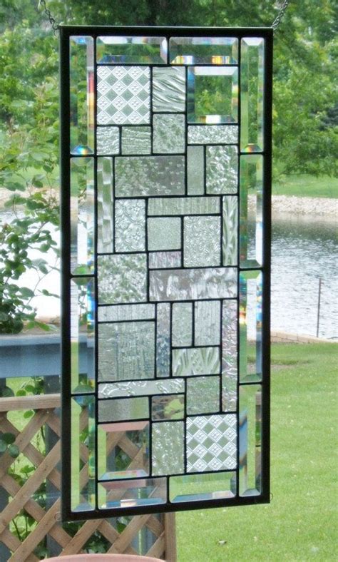 Beveled clear glass transom stained glass window panel Stained Glass Suncatchers, Stained Glass ...