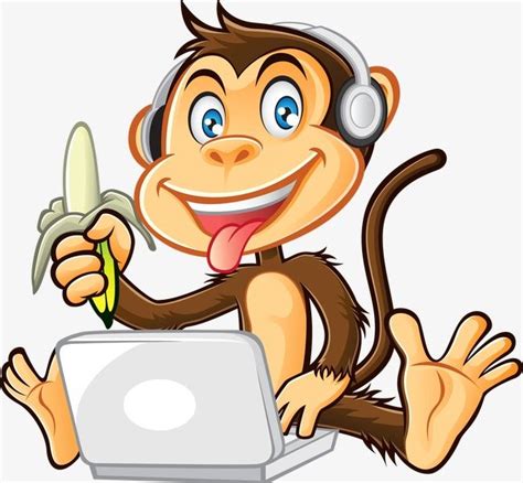 Playing Computer Monkey PNG, Clipart, Animal, Animals, Cartoon, Computer Clipart, Computer ...