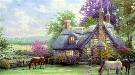 English countryside | Thomas kinkade art, Thomas kinkade paintings, Thomas kinkade