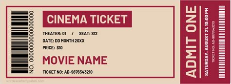 Cinema Ticket Templates for Word | Word & Excel Templates