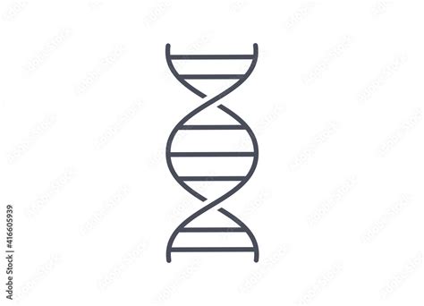 Simple line drawing chemistry icon of DNA spiral molecule on white background showing the double ...