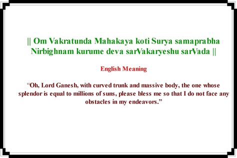 Lord Ganesha Mantra with meaning in English !!!!!! - WhatsApp Text ...