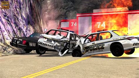Police chases crashes and fails BeamNg drive - YouTube