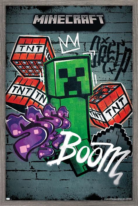 Minecraft - Creeper Do Not Enter Wall Poster, 14.725" x 22.375" Framed - Walmart.com