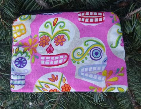 Day of the Dead sugar skulls pink coin purse