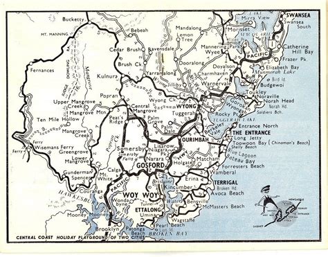 Central Coast NSW holiday coast map circa 1960s | 1960s map … | Flickr