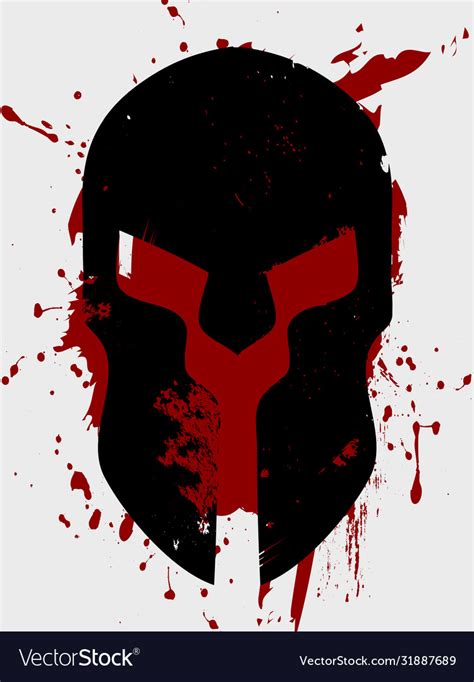 Spartan helmet silhouette on grunge background Vector Image