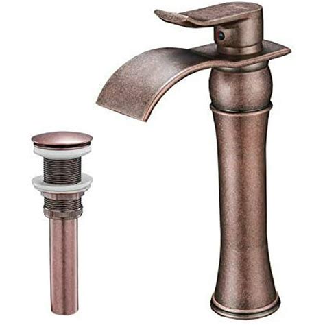 BWE Copper Bathroom Faucet with Drain Assembly and Supply Hose Lead ...