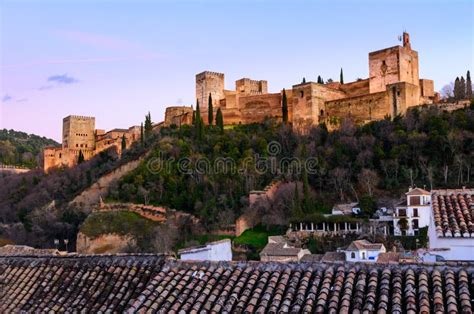 Alhambra Fortress Night View Stock Photo - Image of building, alhambra ...