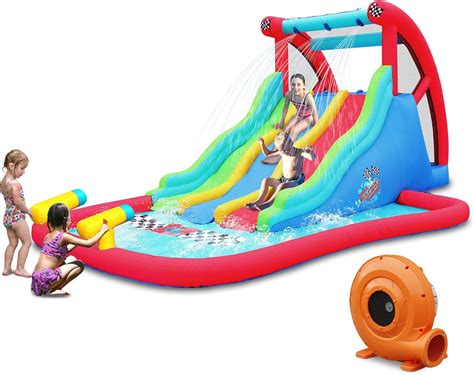 Buy Action Air Inflatable Water Slide, Triple Slides with Climbing Wall ...