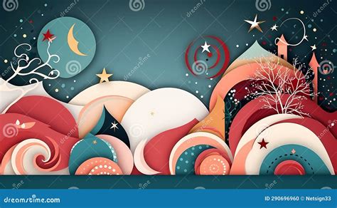 Colorful Paper Cut Out of a Landscape Stock Illustration - Illustration ...