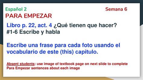 Español 2 Semana 6 PARA EMPEZAR - ppt descargar