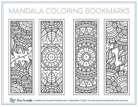 Printable Mandala Coloring Bookmarks