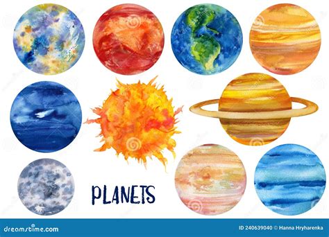 Watercolor Planets Of The Solar System Stock Image | CartoonDealer.com ...