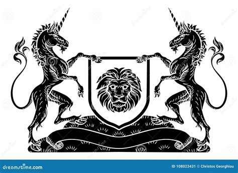 Coat of Arms Emblem Crest Unicorn Shield Heraldic Stock Vector ...