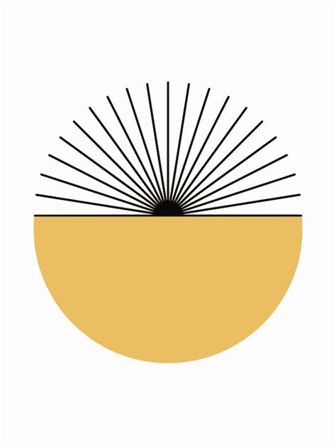 Sun Rays Yellow Minimal Mid Century Abstract Art Print by dahleea - Fy