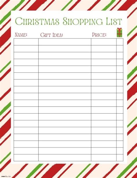 Christmas Shopping List