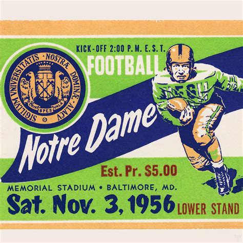 1956 Notre Dame Football Ticket Art Mixed Media by Row One Brand - Pixels