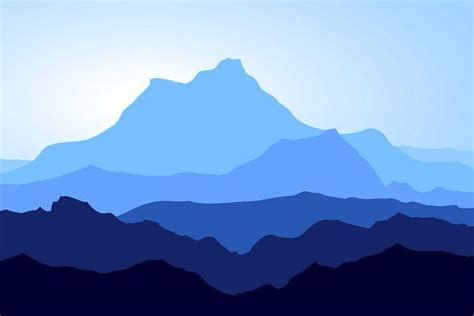 Huge Blue Mountains Vector Set | Monochromatic art, Landscape illustration, Mountain art