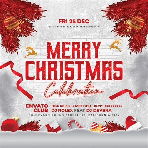 Premium PSD | Christmas party flyer psd