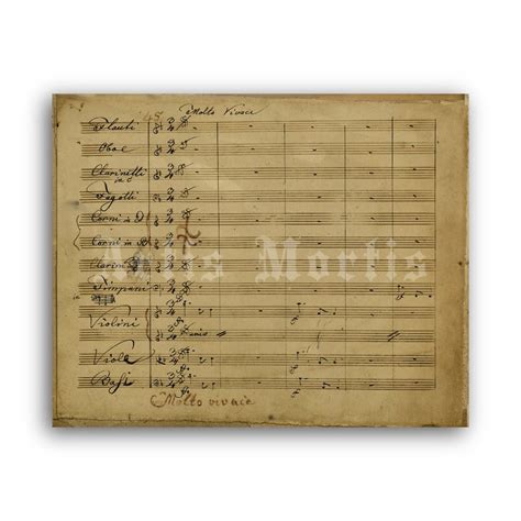 Printable Ludwig van Beethoven Symphony No. 9 original handwritten score