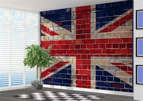 Union Jack Graffiti brick Wallpaper wall mural wall art | Etsy