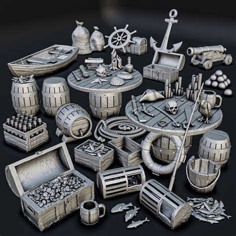 Pirate Ship Diorama Pack 3D model 3D printable | CGTrader