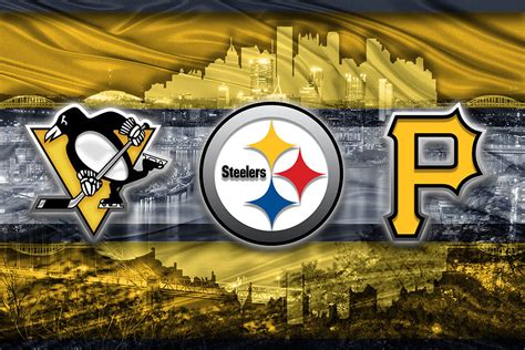 Pittsburgh Sports Teams In Front of Skyline Poster, Pittsburgh Steeler ...