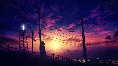 sunset, anime, scenery, night, sky, silhouette, art, 4k, pc, HD Wallpaper | Rare Gallery